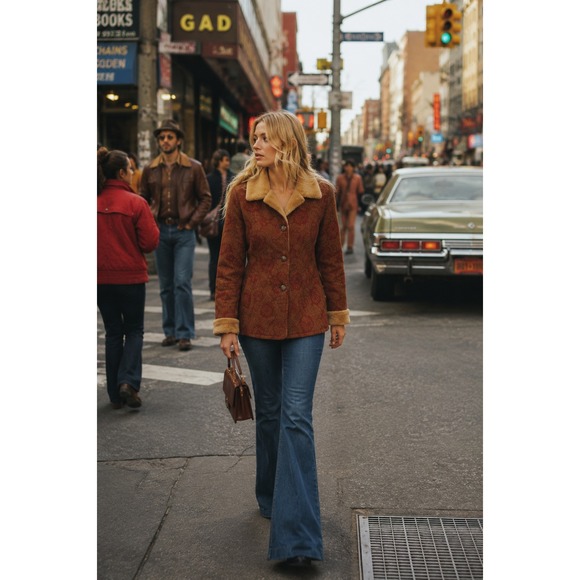 Coldwater Creek Jackets & Blazers - Coldwater Creek Floral Faux Suede Jacket Faux Fur Trim Penny Lane Boho Brown L